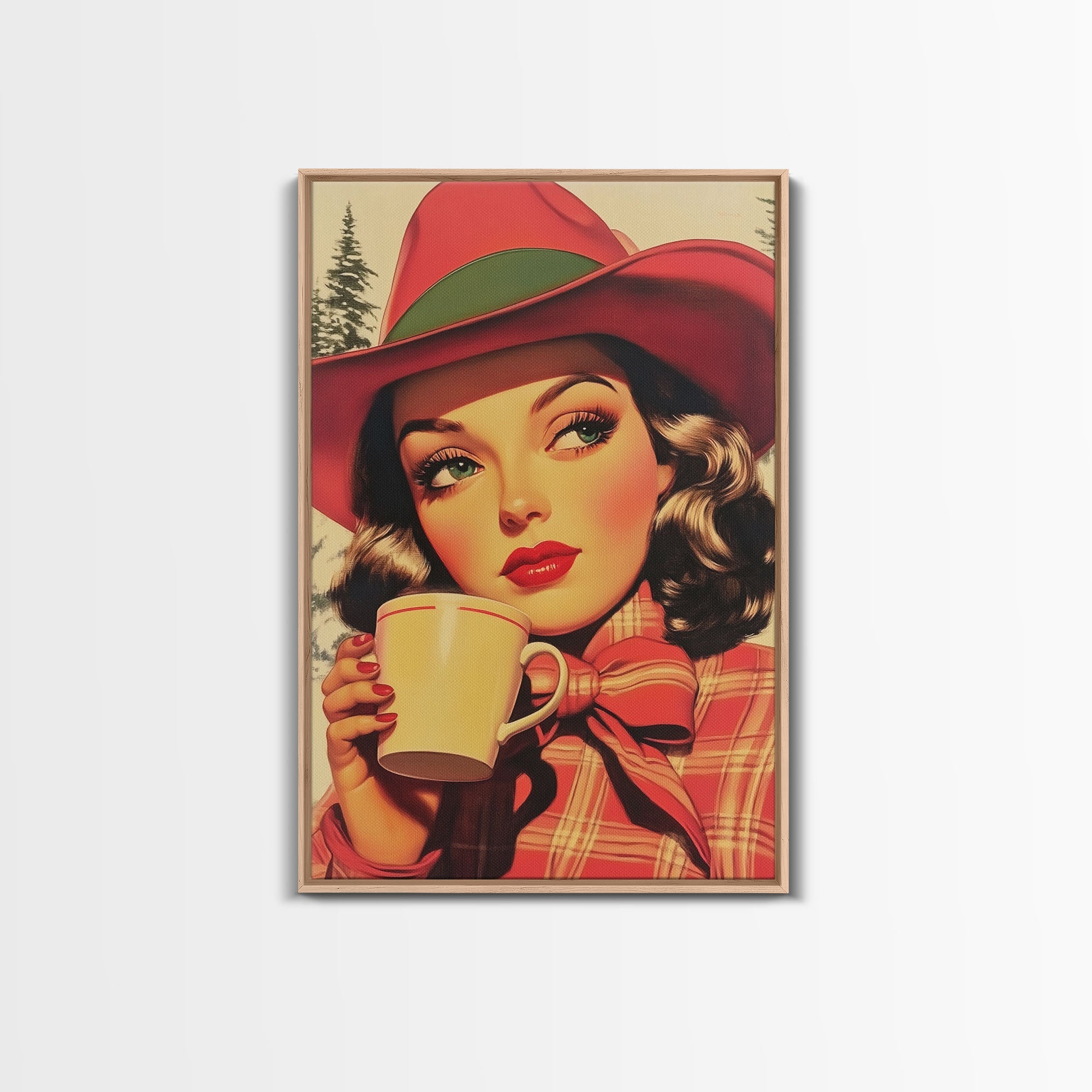 Retro Christmas holiday art framed