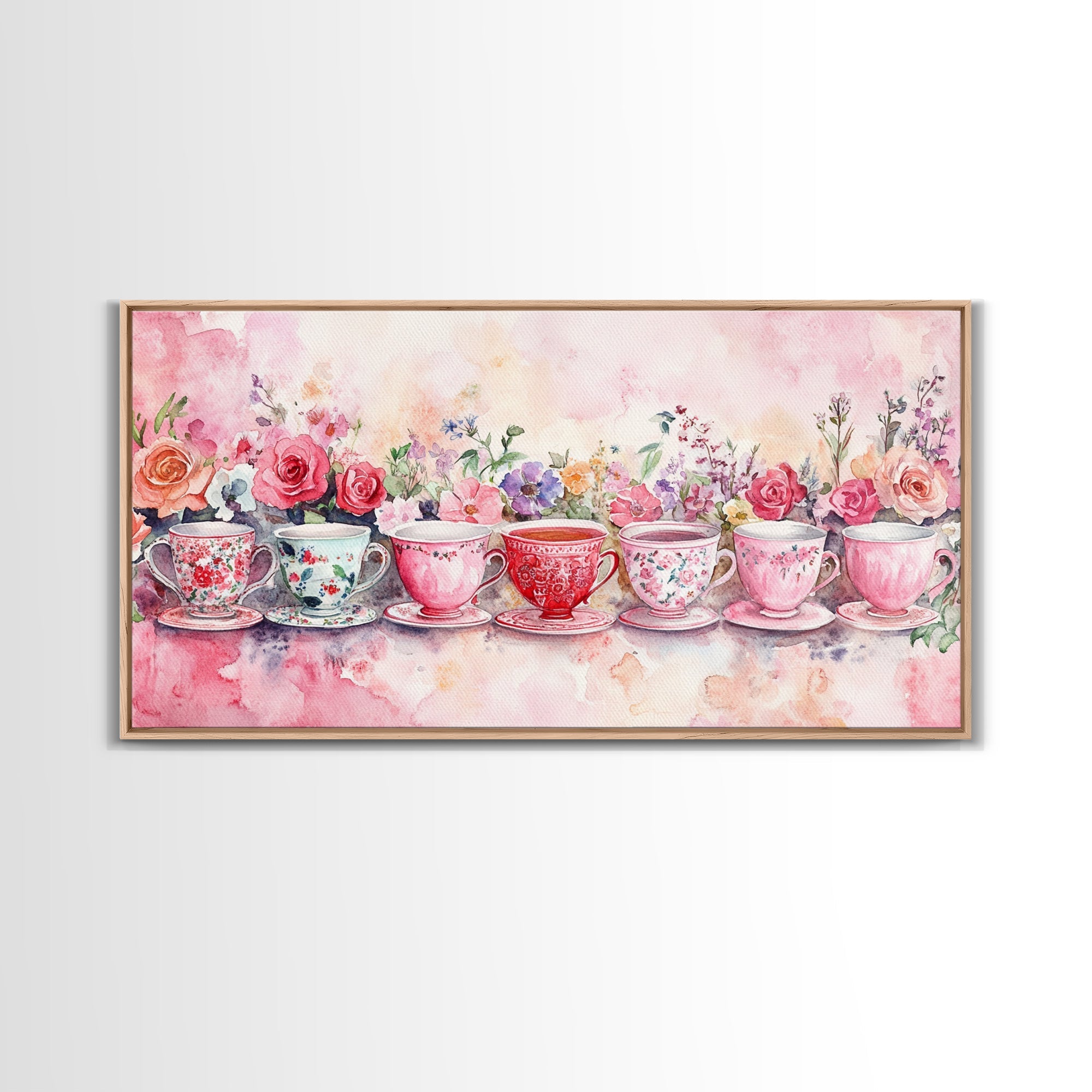 Vintage Teacup Collection Framed Canvas Print