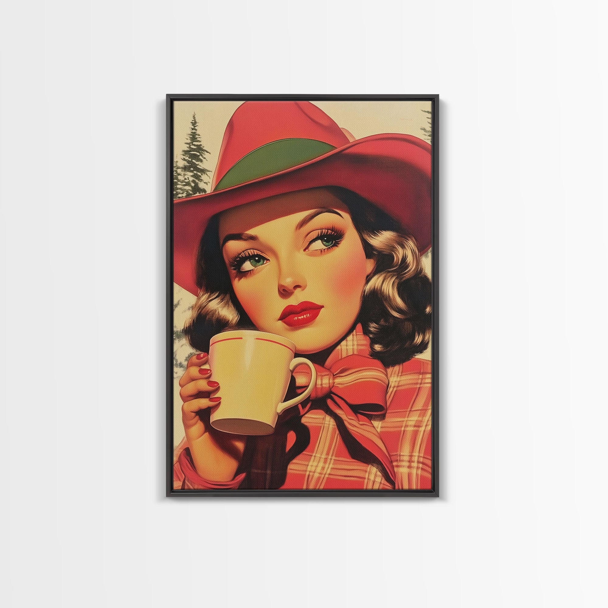 Retro Christmas holiday art framed