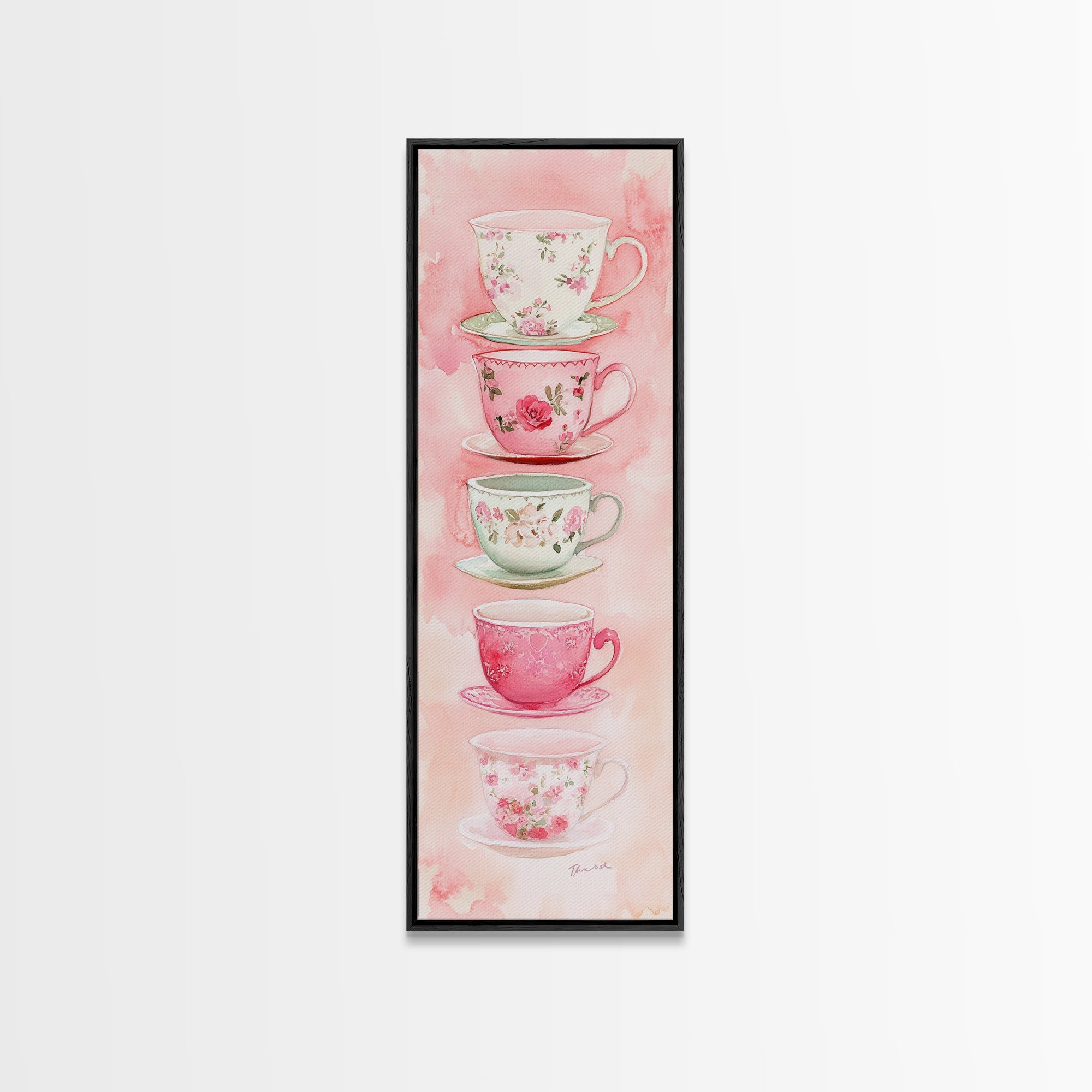 Vintage Teacup Illustration Canvas Print