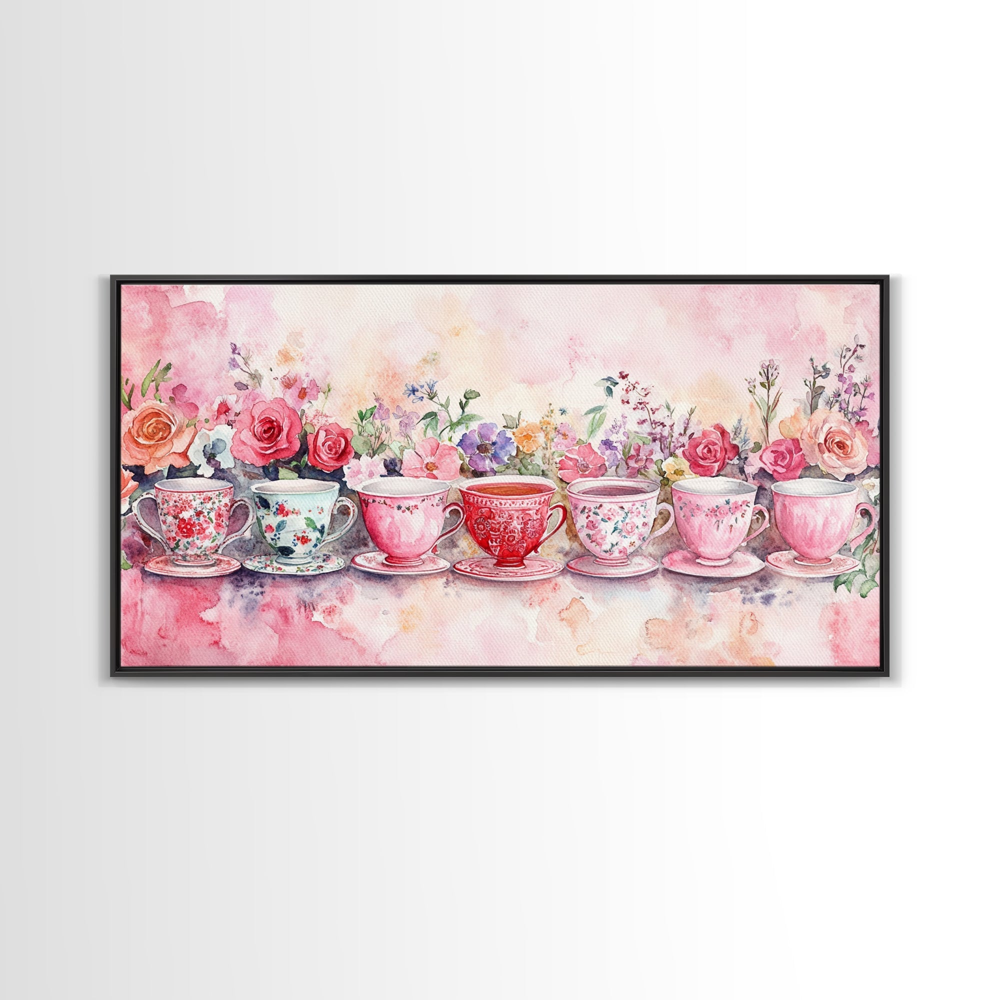 Vintage Teacup Collection Framed Canvas Print