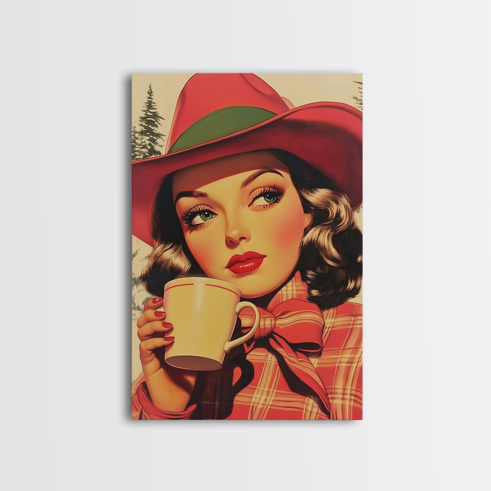 Retro Christmas holiday art framed