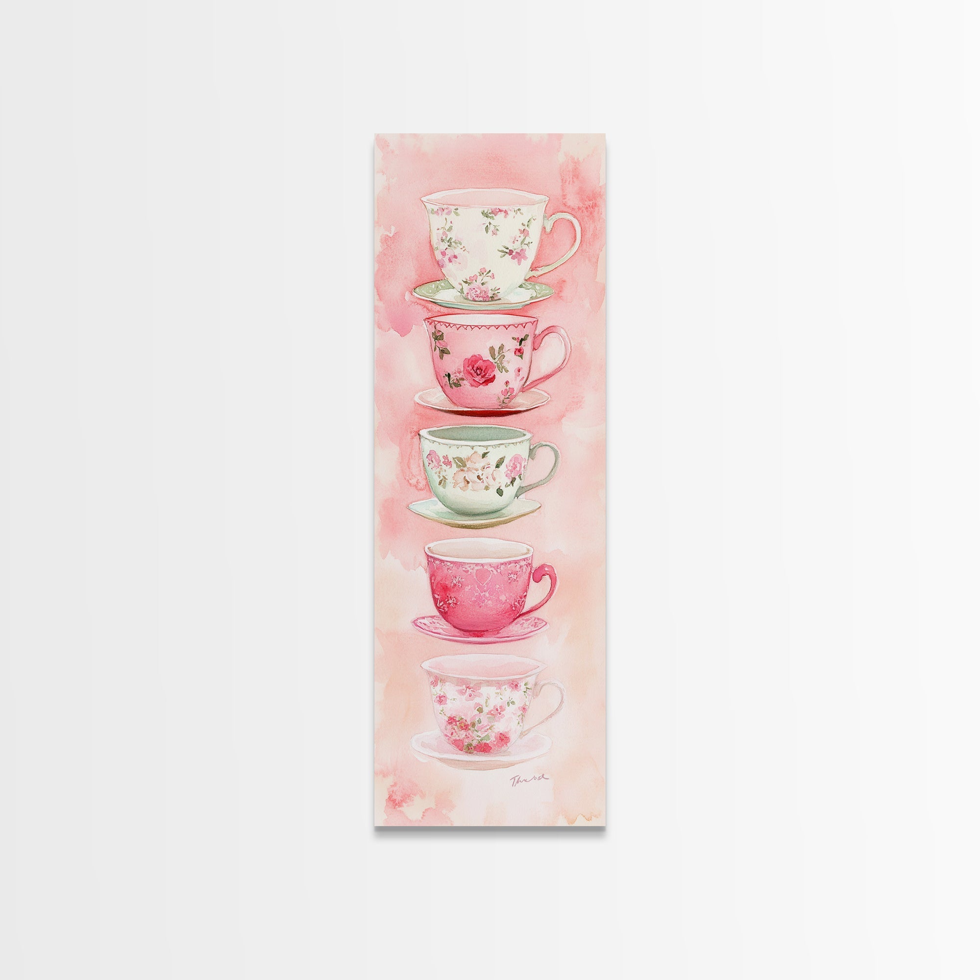Vintage Teacup Illustration Canvas Print