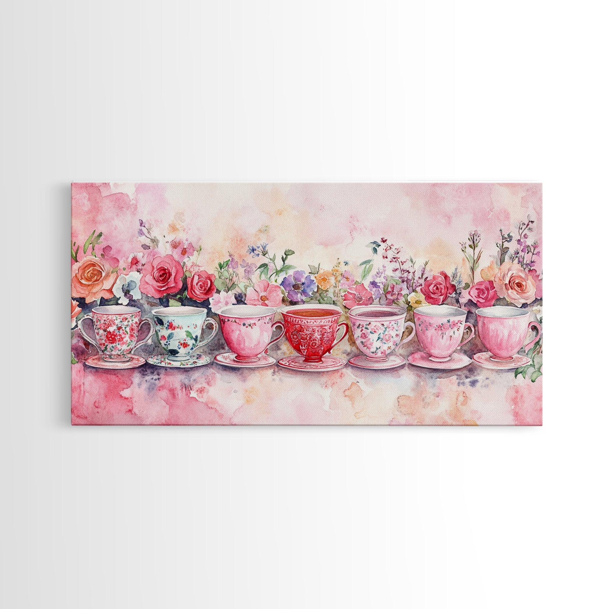 Vintage Teacup Collection Framed Canvas Print