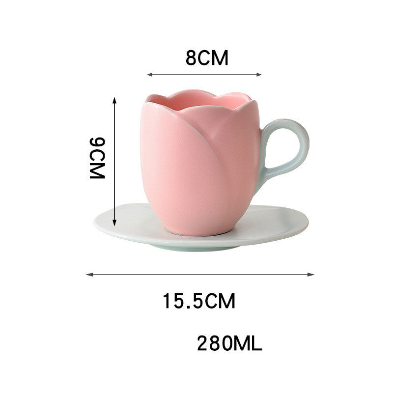 Ins Retro Tulip Coffee Cup And Saucer Set