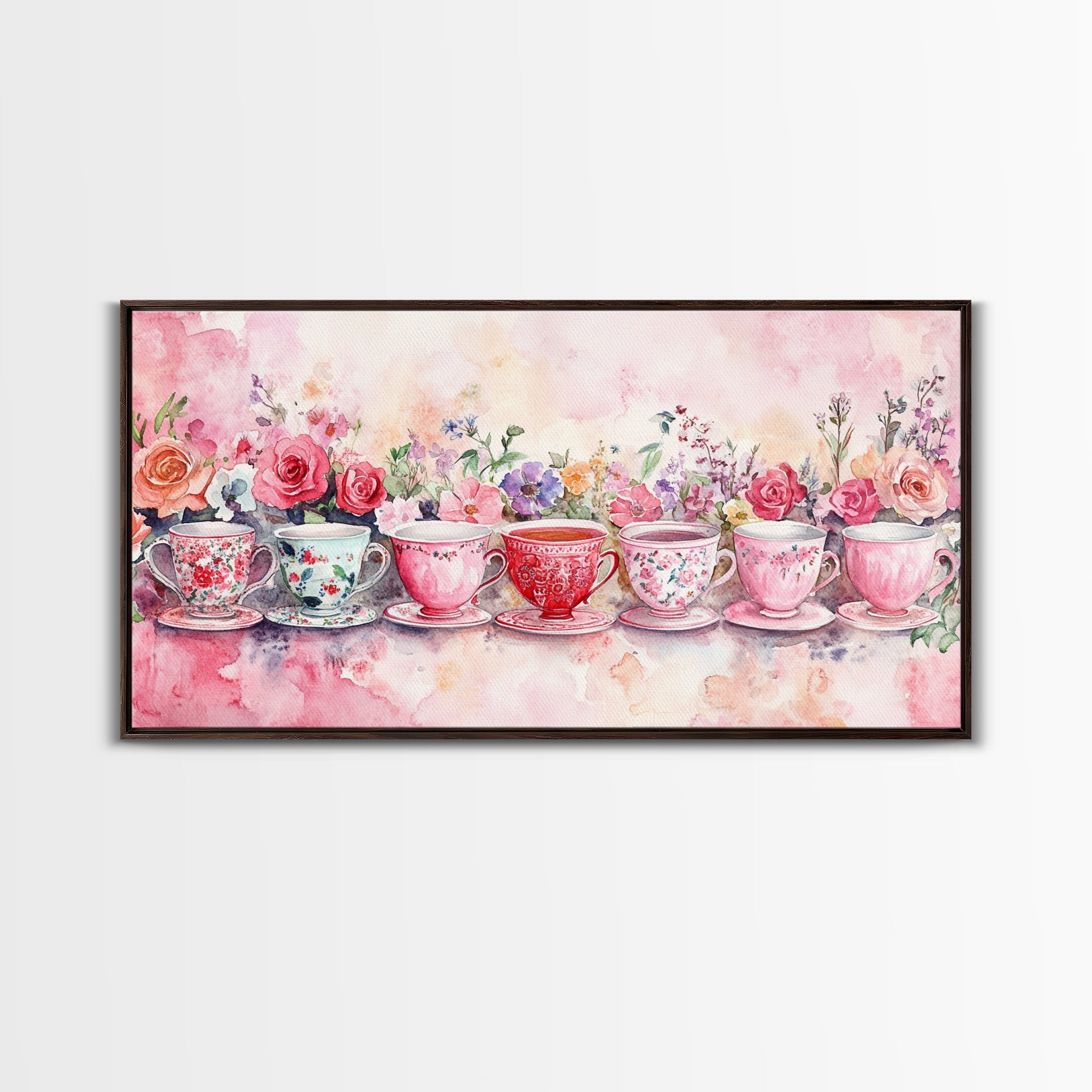 Vintage Teacup Collection Framed Canvas Print