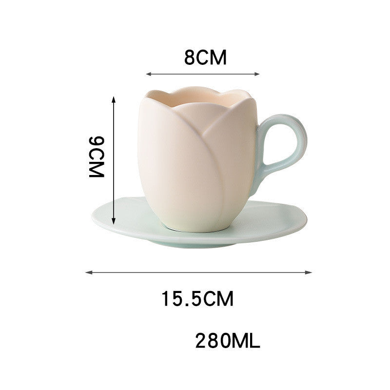 Ins Retro Tulip Coffee Cup And Saucer Set