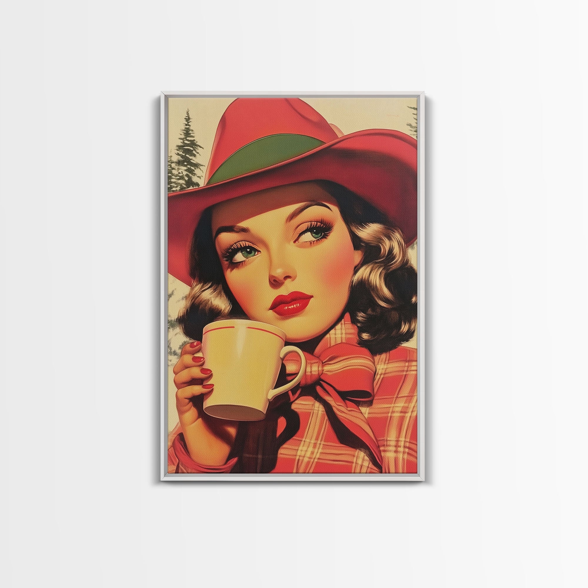 Retro Christmas holiday art framed