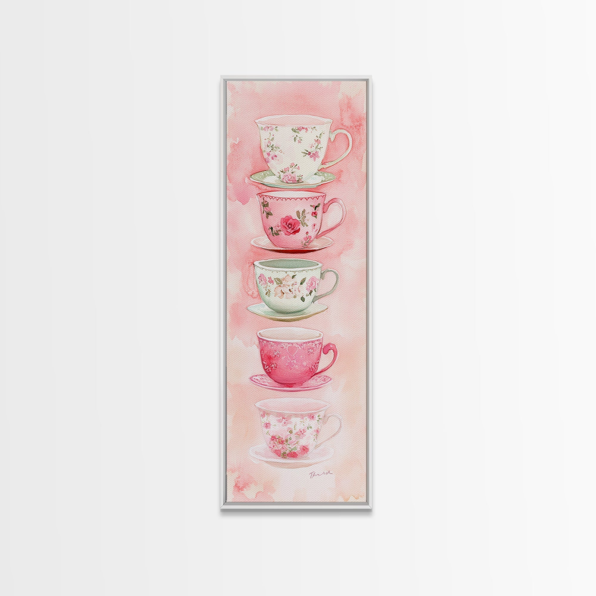 Vintage Teacup Illustration Canvas Print