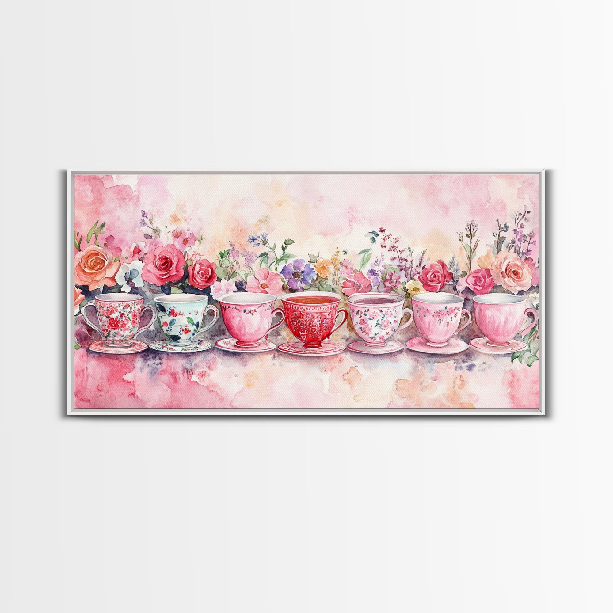Vintage Teacup Collection Framed Canvas Print