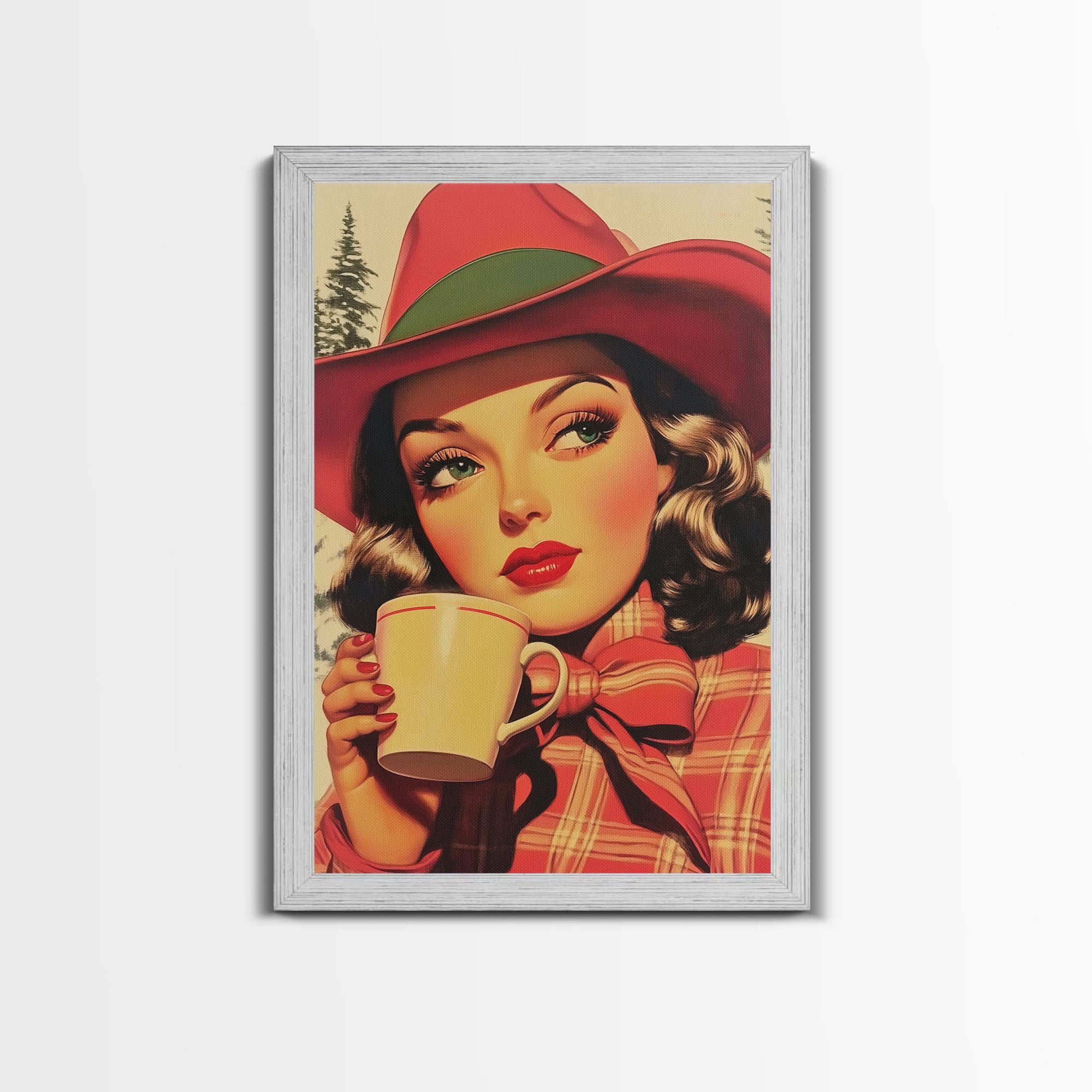 Retro Christmas holiday art framed