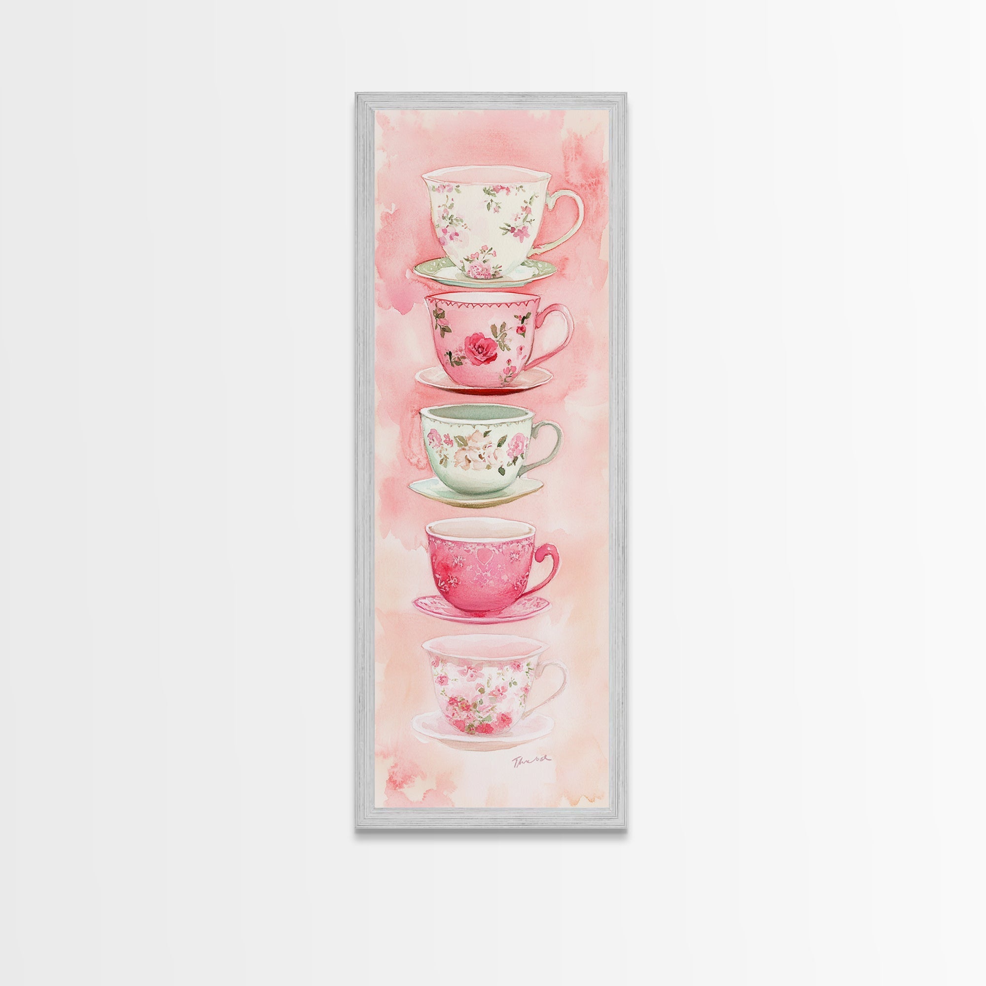 Vintage Teacup Illustration Canvas Print