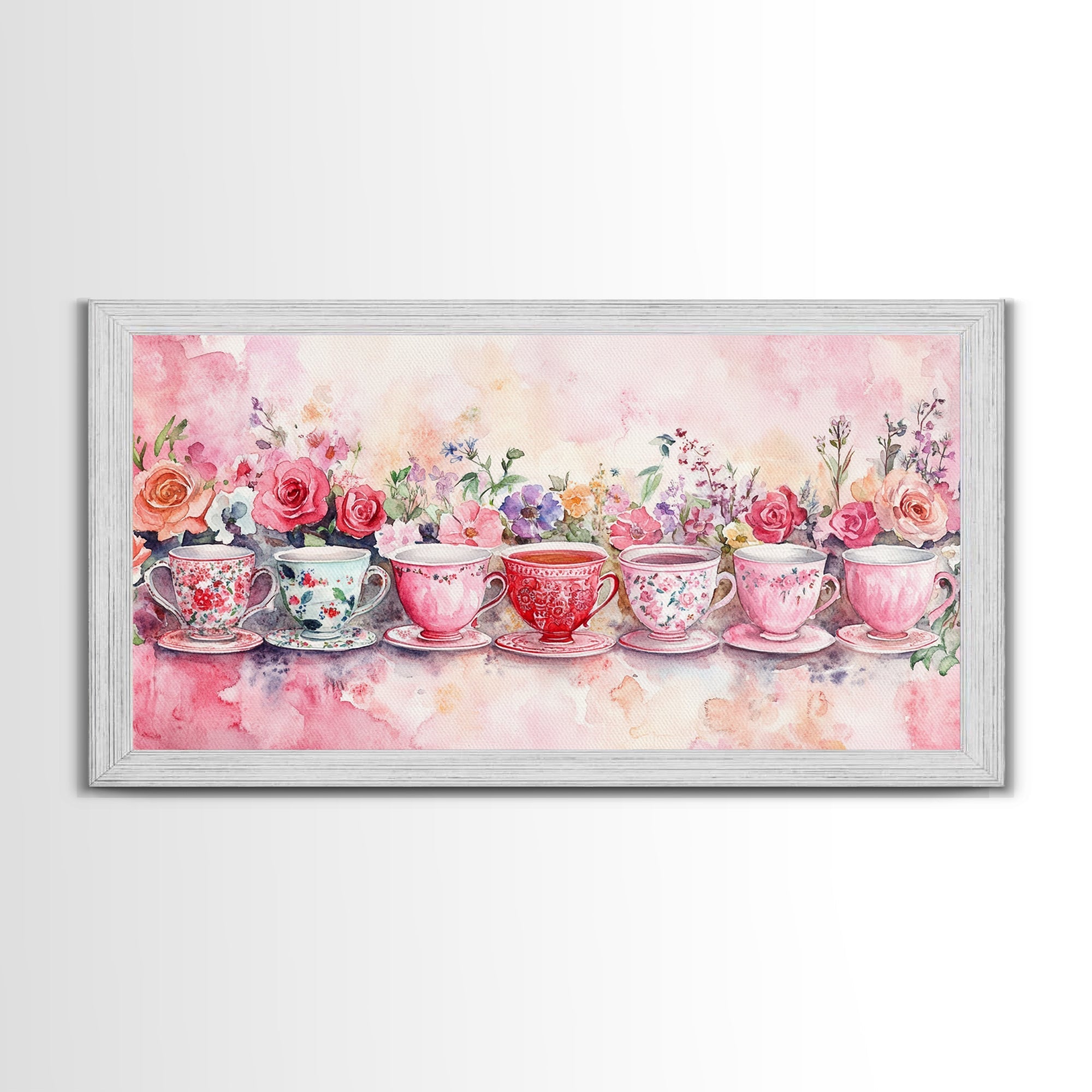 Vintage Teacup Collection Framed Canvas Print