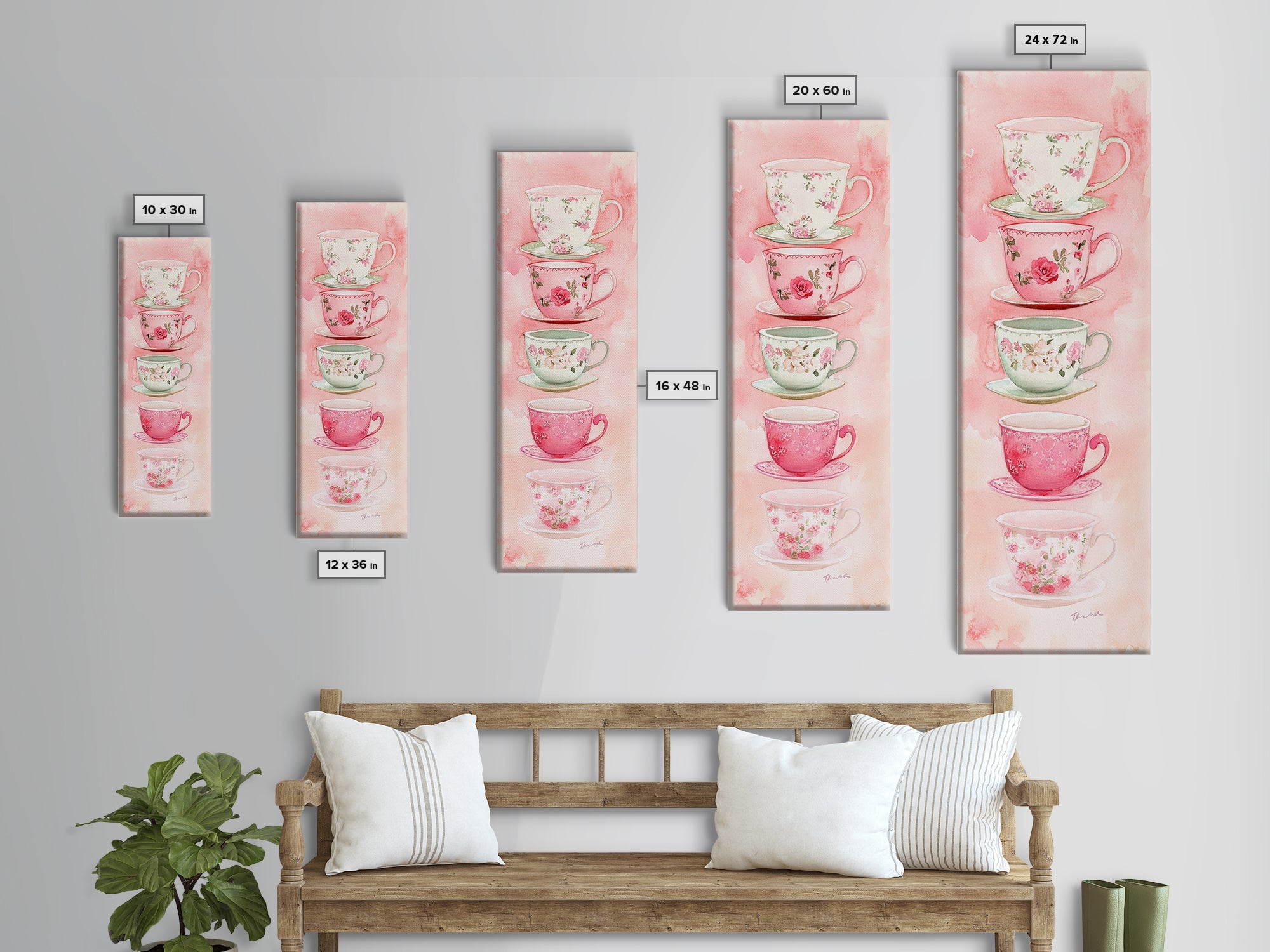 Vintage Teacup Illustration Canvas Print