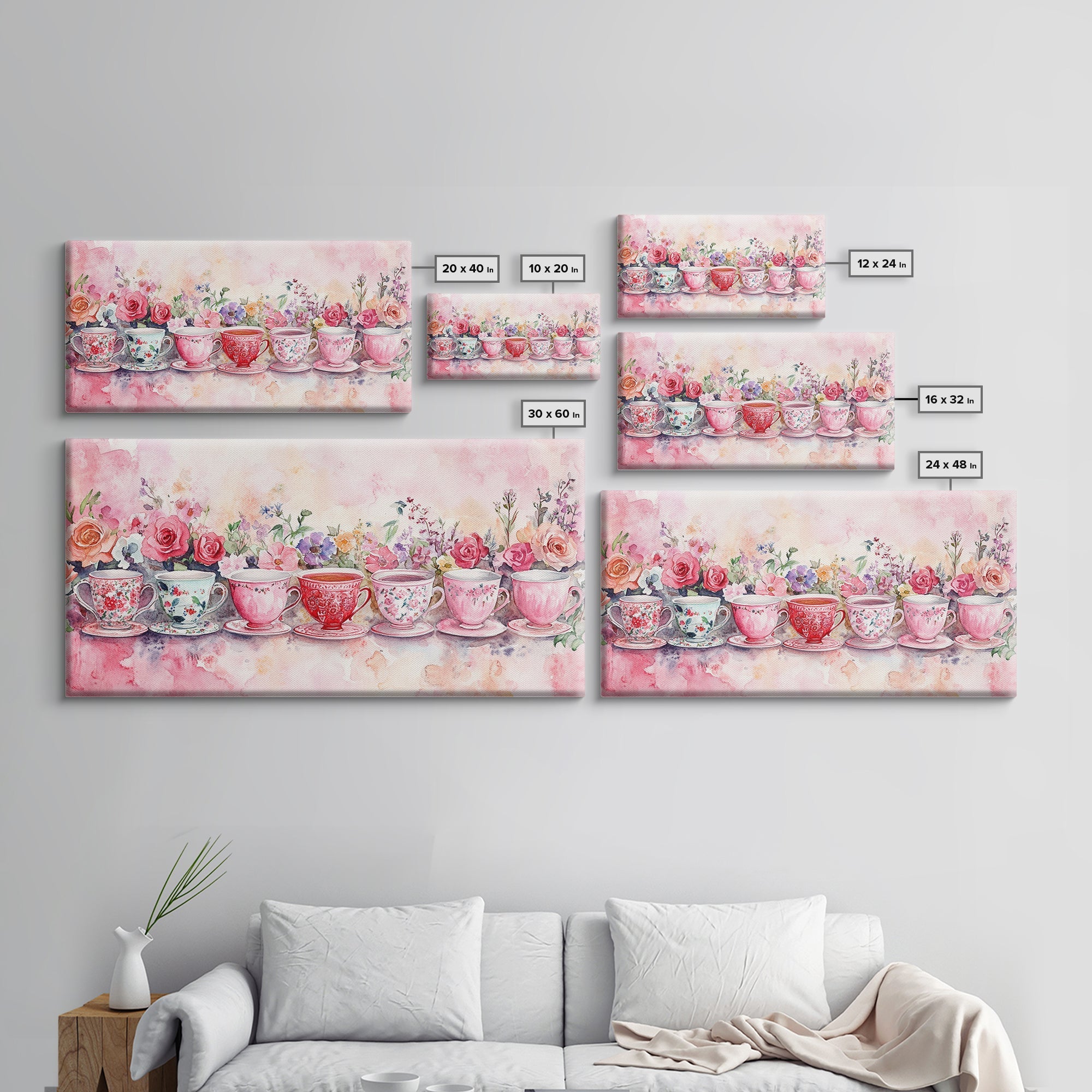 Vintage Teacup Collection Framed Canvas Print