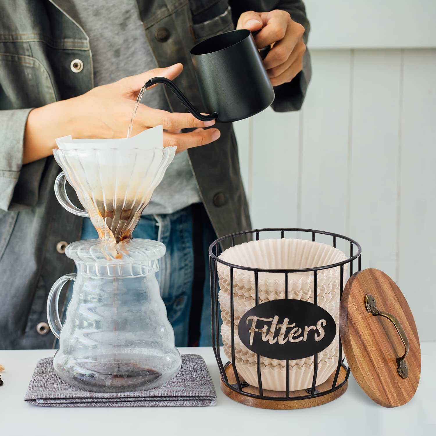 Rustic Coffee Filter Holder with Lid