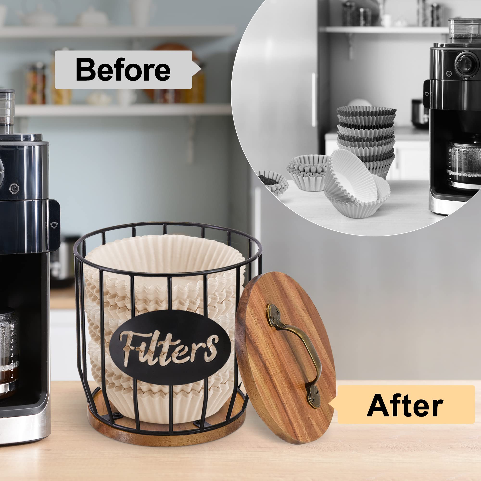 Rustic Coffee Filter Holder with Lid