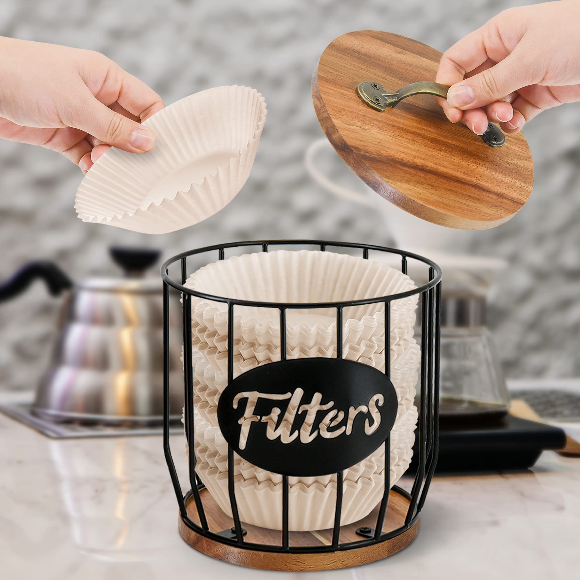 Rustic Coffee Filter Holder with Lid