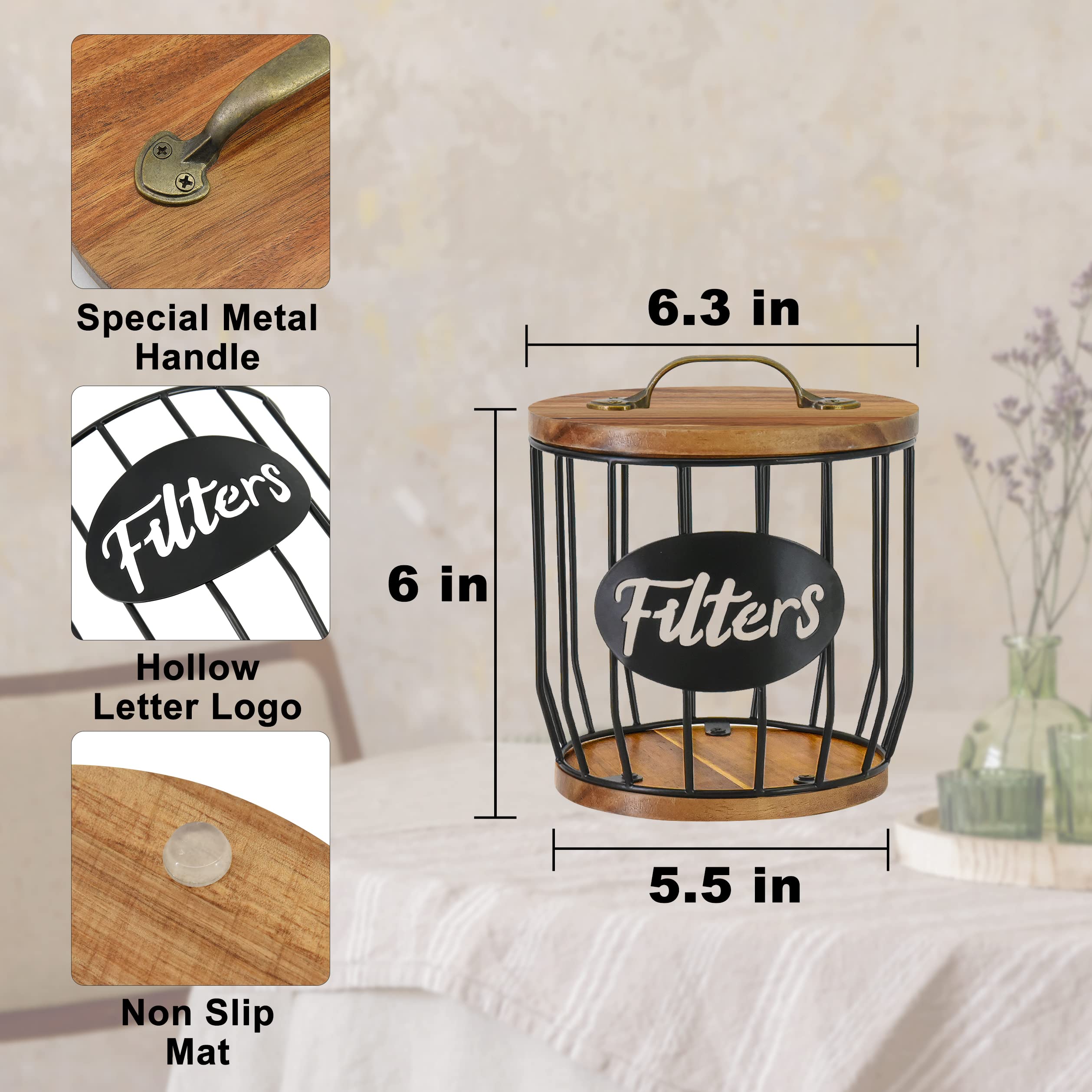 Rustic Coffee Filter Holder with Lid