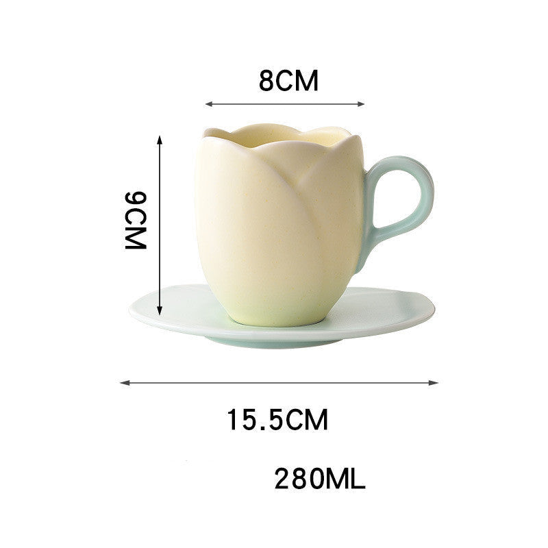 Ins Retro Tulip Coffee Cup And Saucer Set