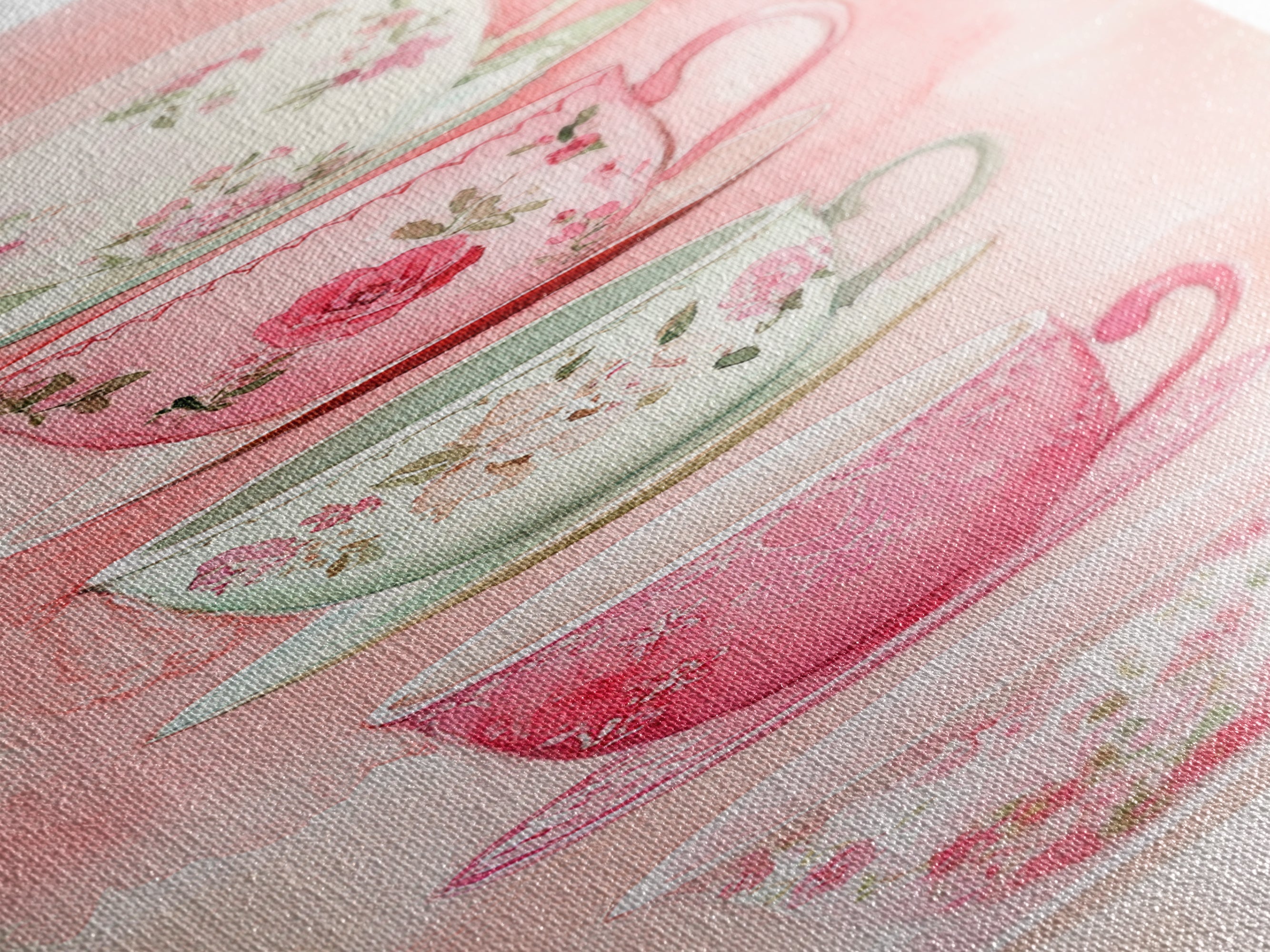 Vintage Teacup Illustration Canvas Print