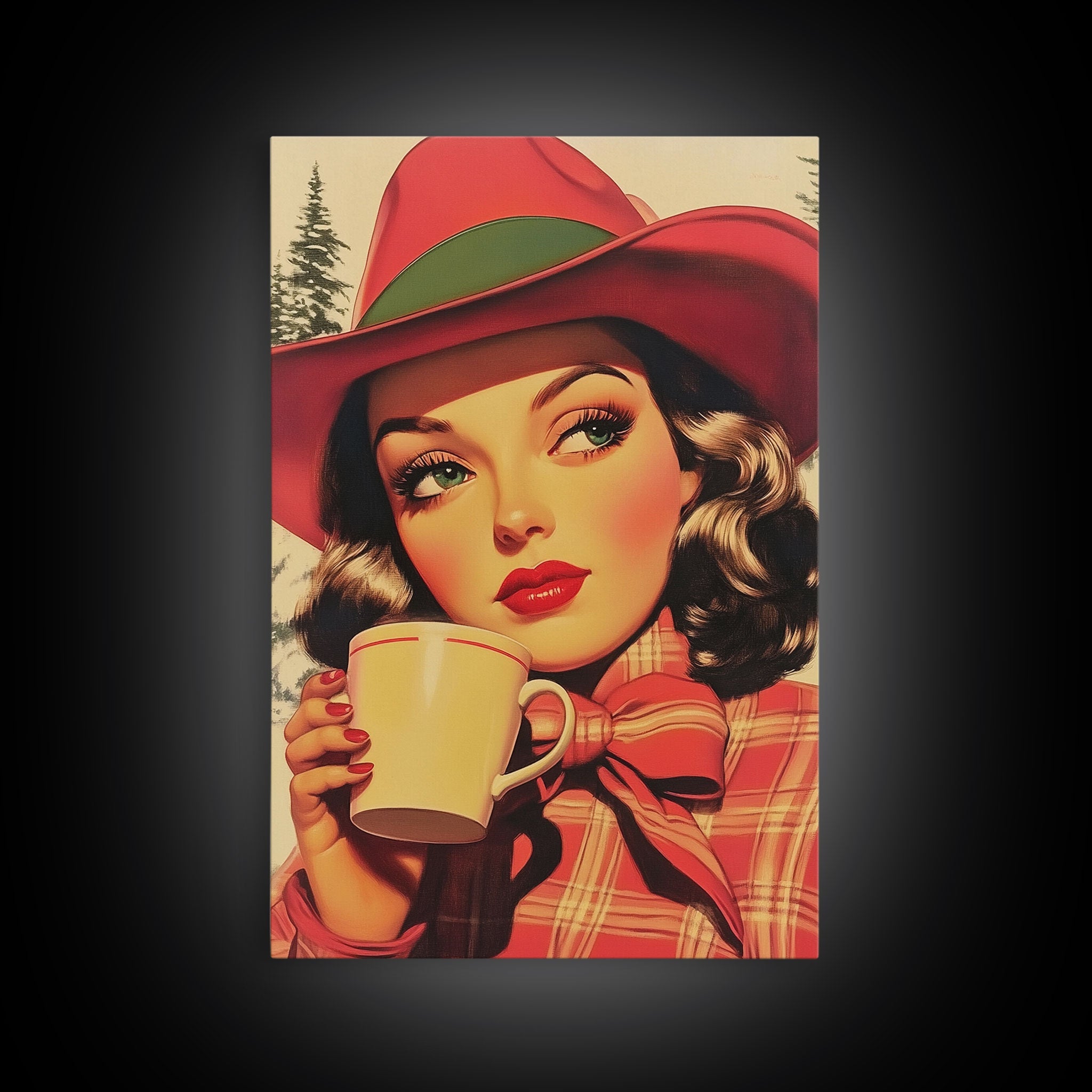Retro Christmas holiday art framed