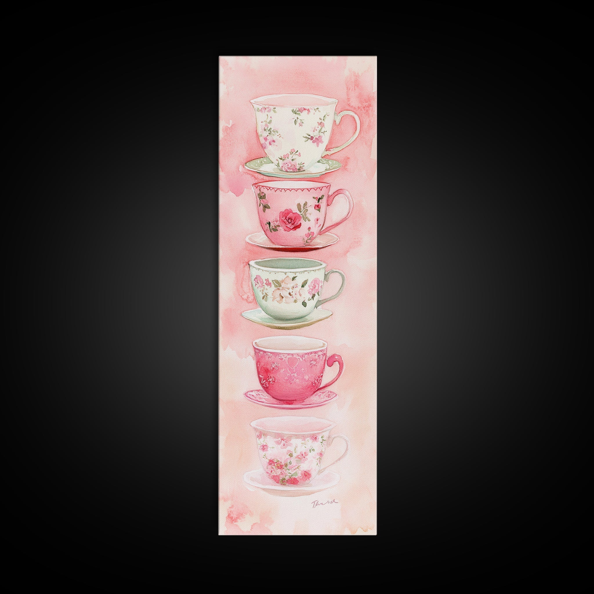 Vintage Teacup Illustration Canvas Print