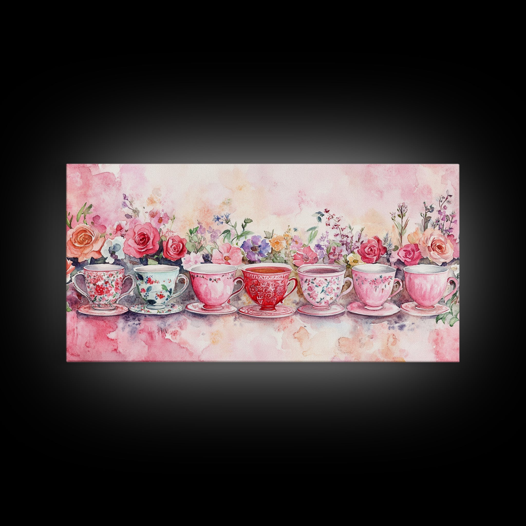 Vintage Teacup Collection Framed Canvas Print