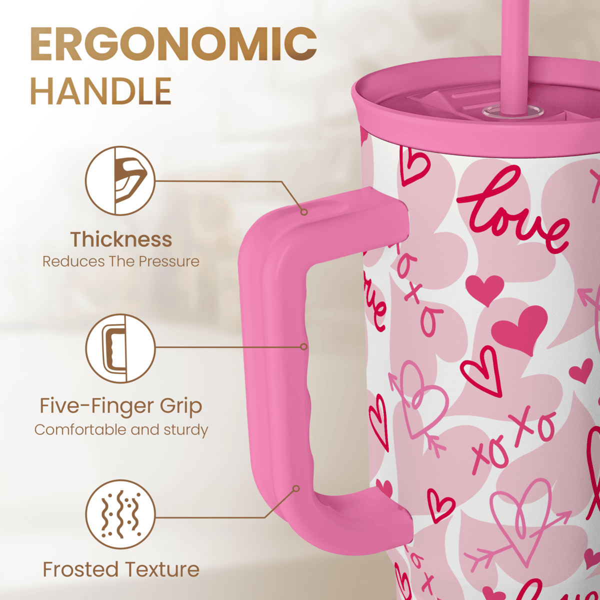 Heart Tumbler with Handle 40oz