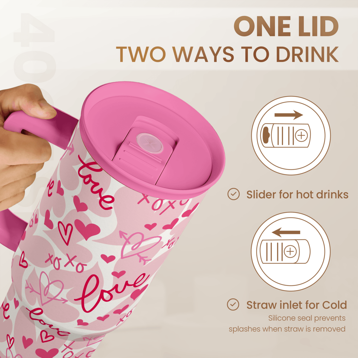 Heart Tumbler with Handle 40oz
