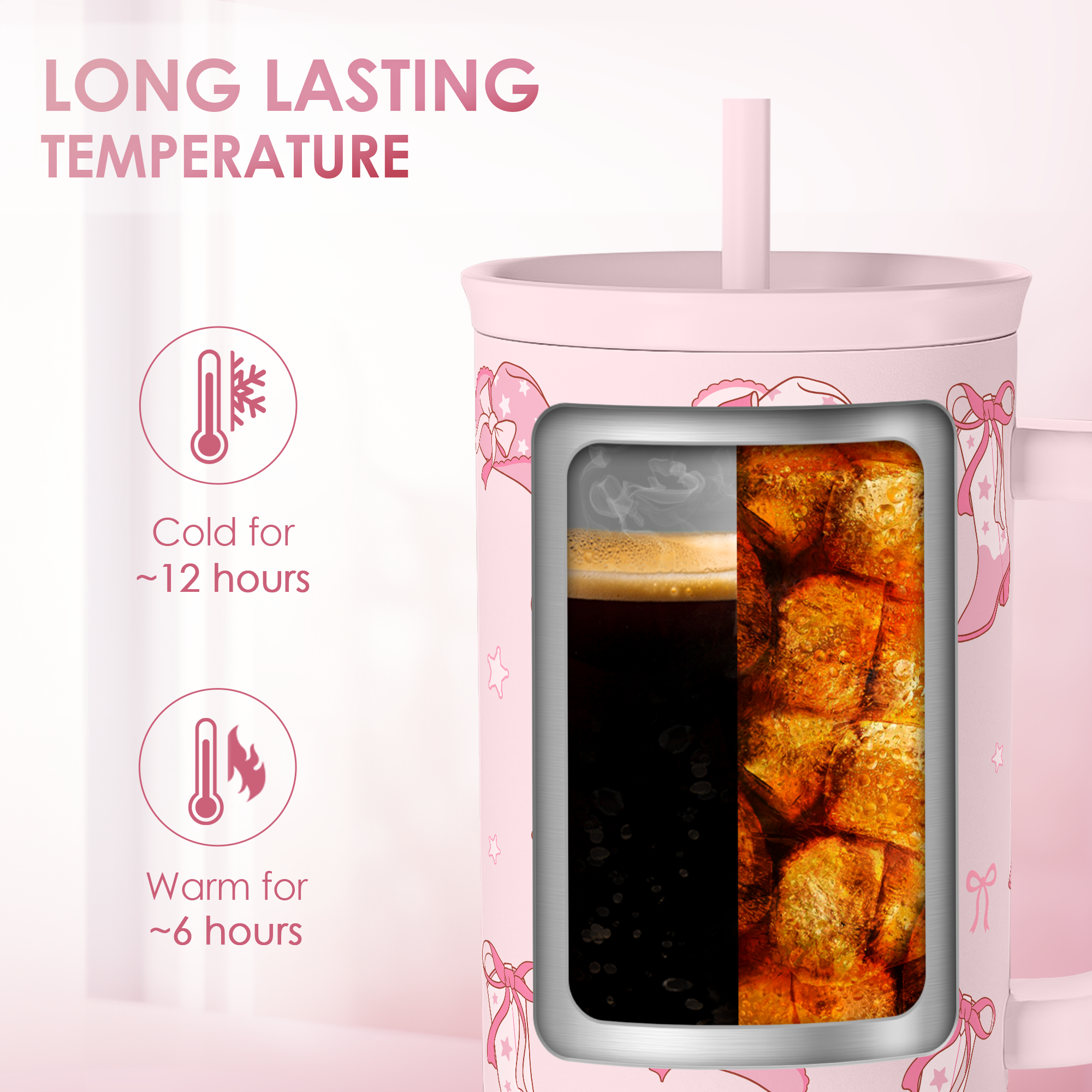 Cowgirl 40oz Slider Tumbler with Handle and Straw