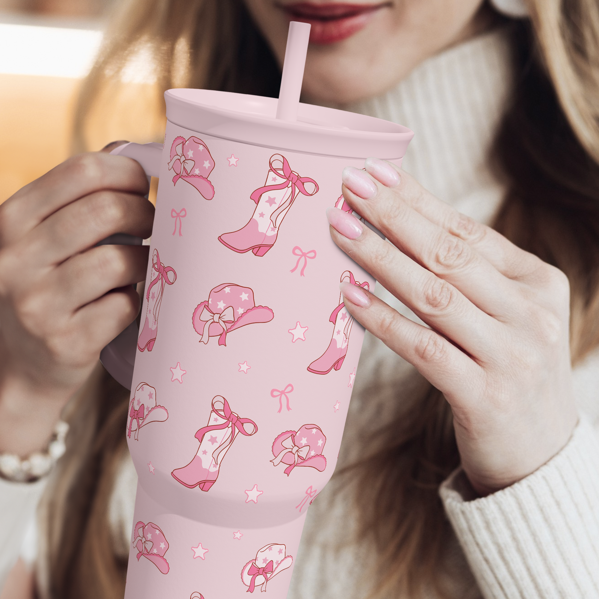Cowgirl 40oz Slider Tumbler with Handle and Straw