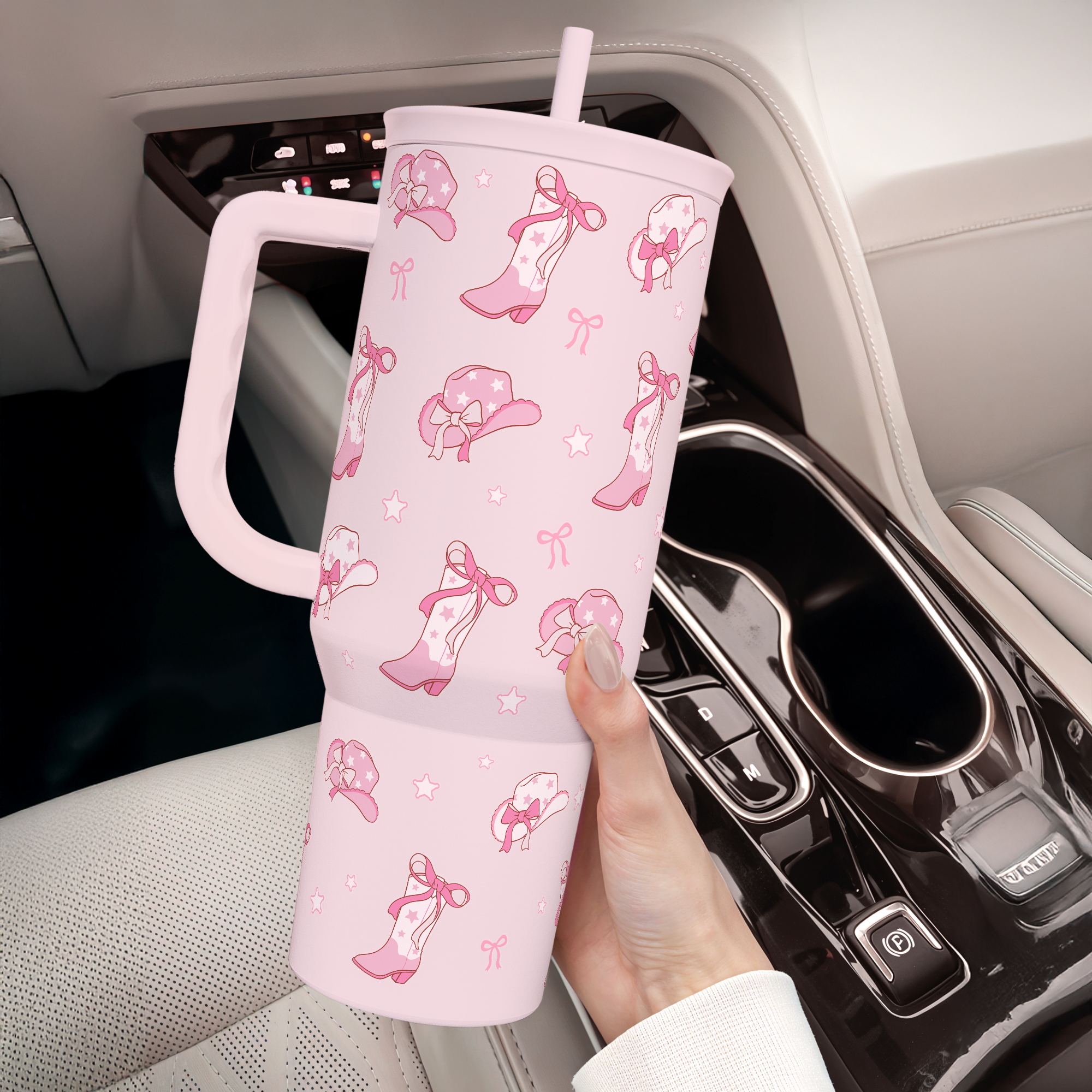 Cowgirl 40oz Slider Tumbler with Handle and Straw