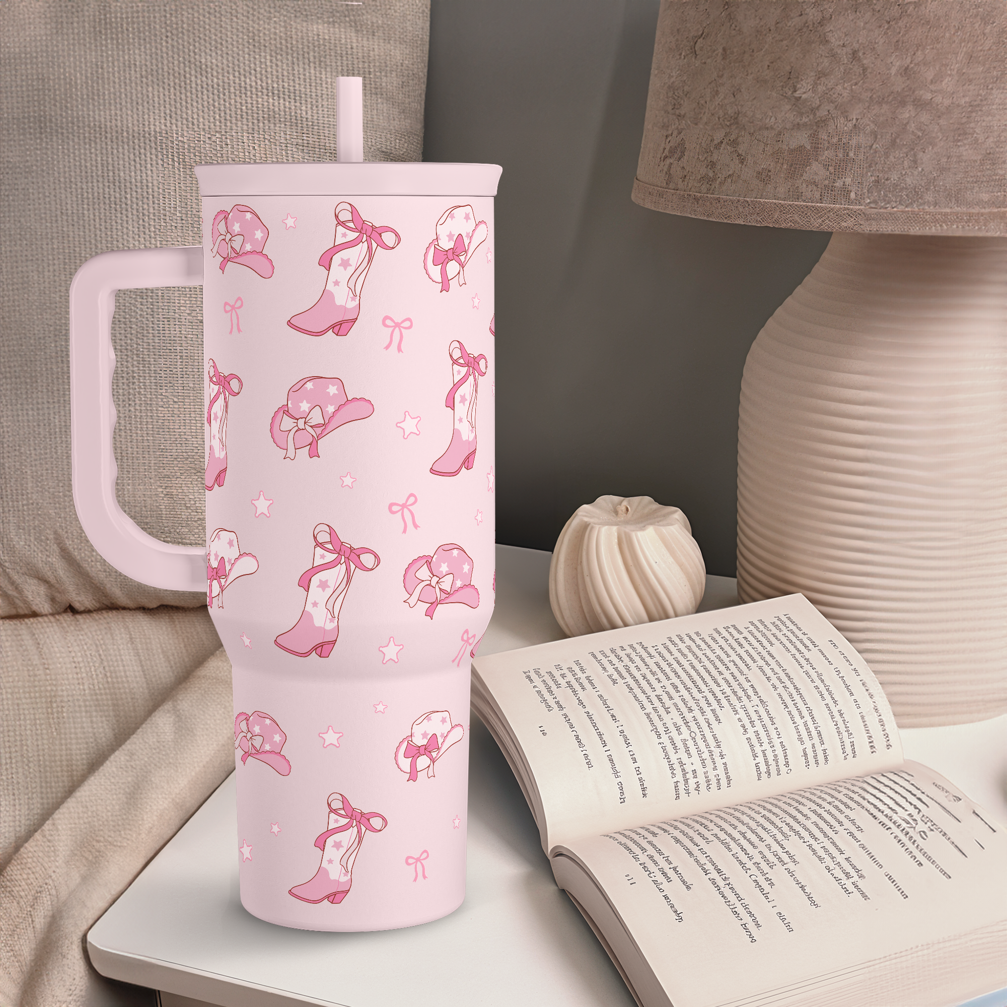 Cowgirl 40oz Slider Tumbler with Handle and Straw