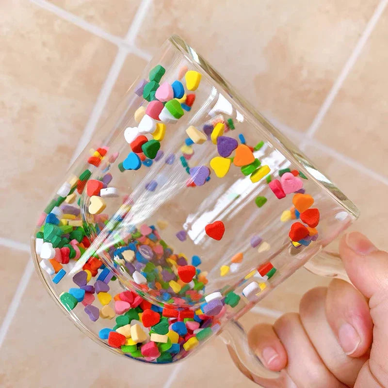 Heart Shaped Quicksand Glass Cup