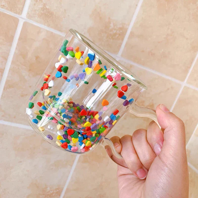 Heart Shaped Quicksand Glass Cup