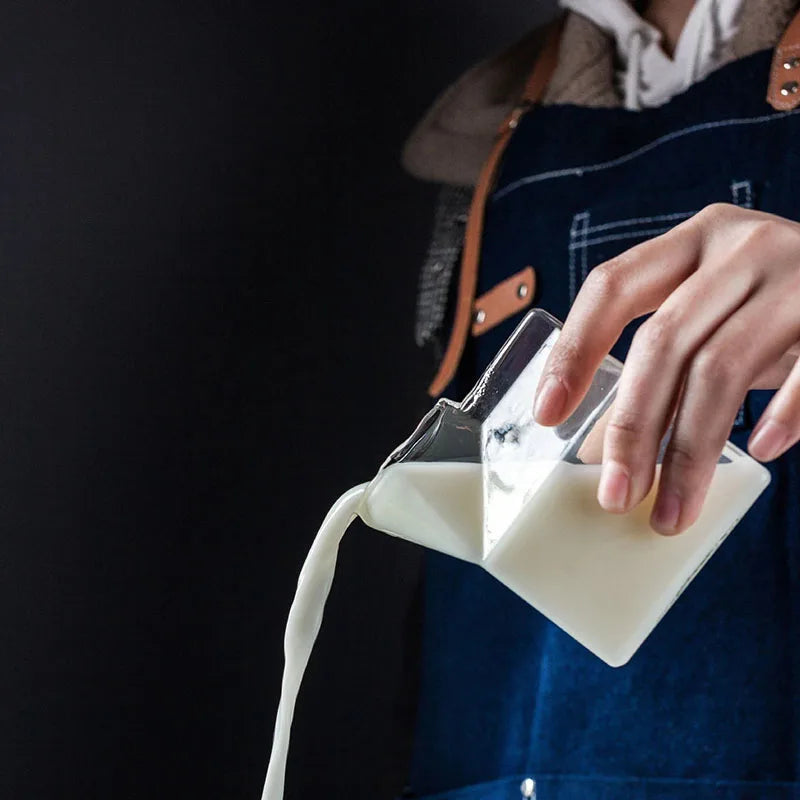 Creative Milk Box Glass Cup - 250ml