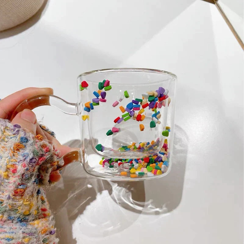 Heart Shaped Quicksand Glass Cup