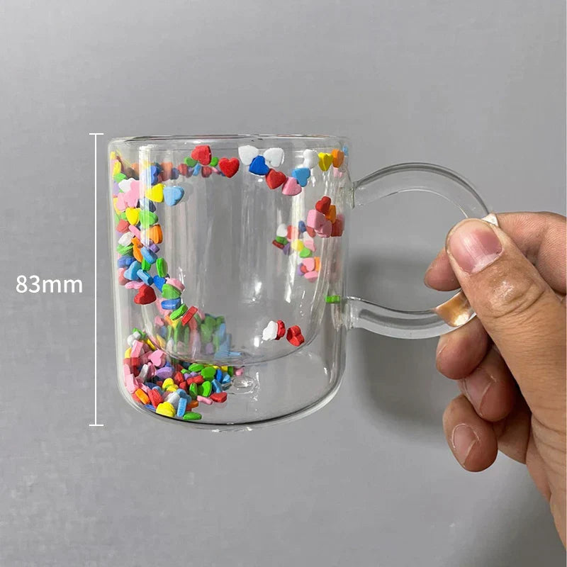 Heart Shaped Quicksand Glass Cup