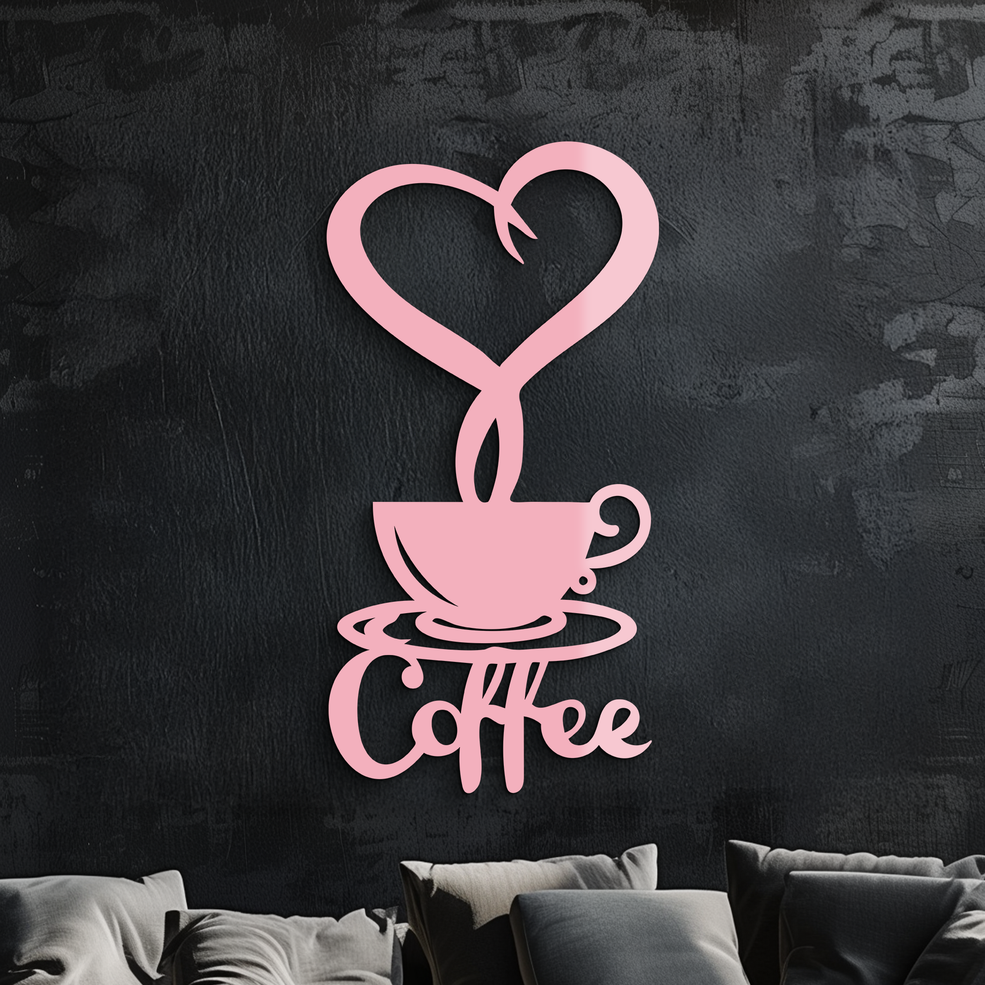 Coffee Cup Heart Metal Wall Art