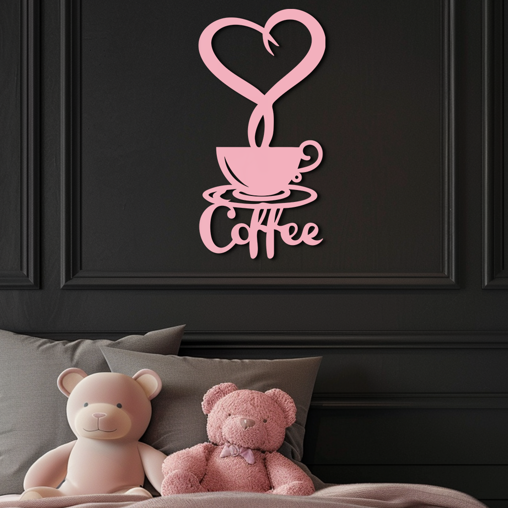 Coffee Cup Heart Metal Wall Art