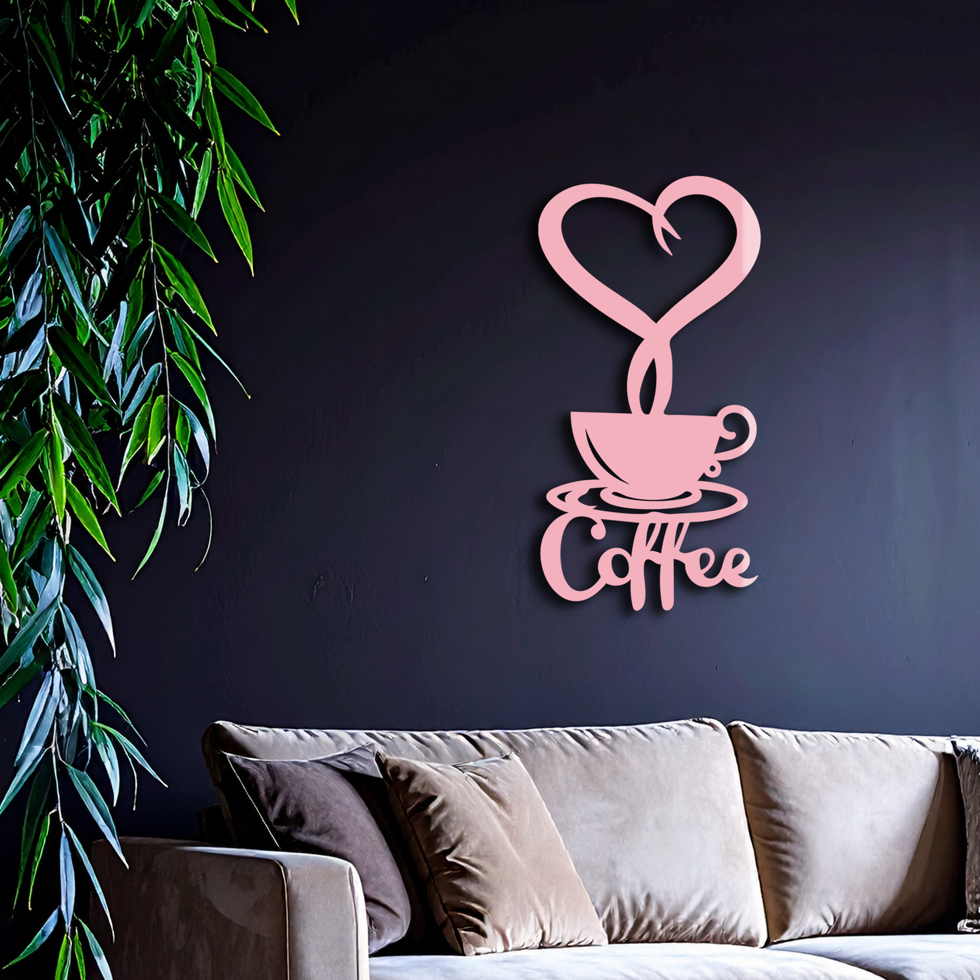 Coffee Cup Heart Metal Wall Art