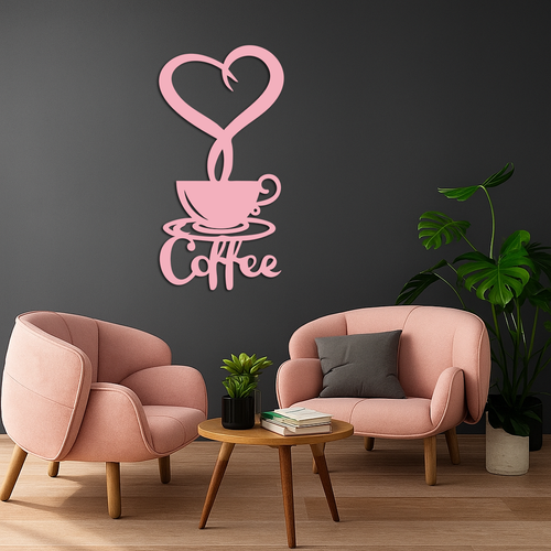 Coffee Cup Heart Metal Wall Art