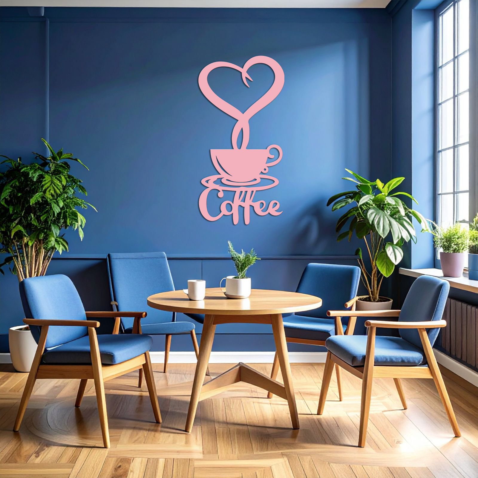Coffee Cup Heart Metal Wall Art