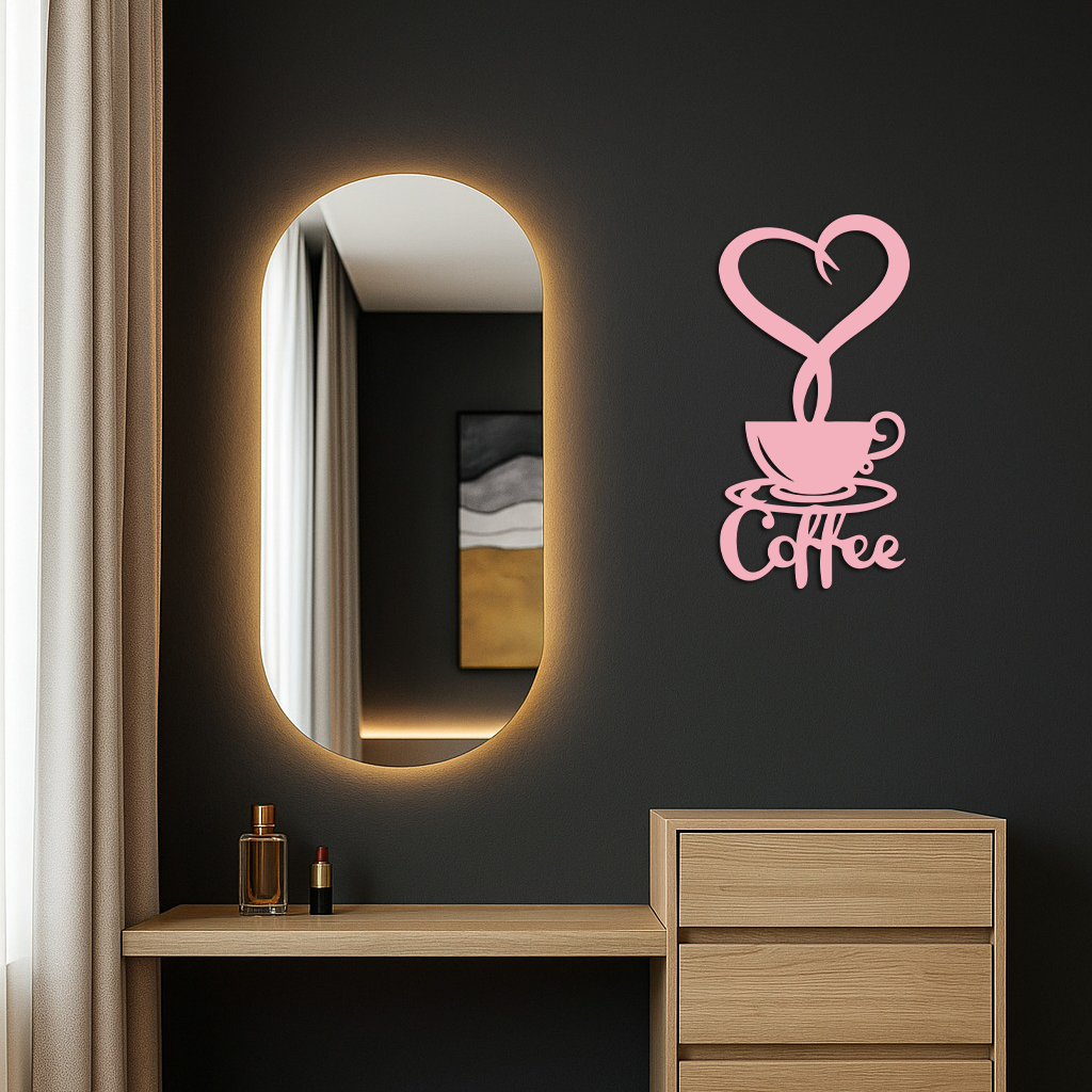 Coffee Cup Heart Metal Wall Art