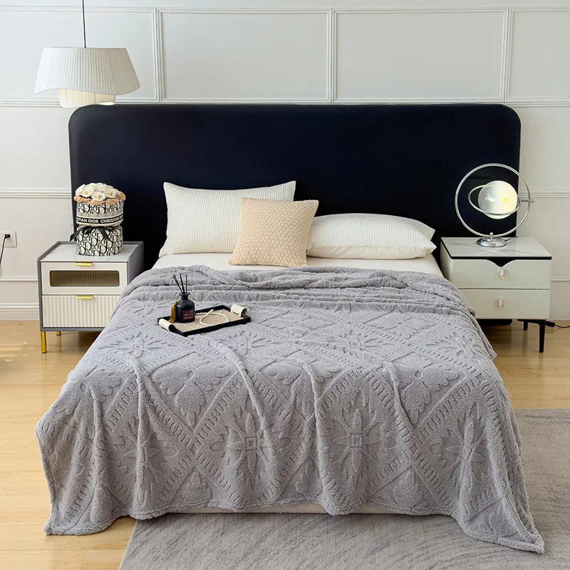 Jacquard Coral Velvet Sofa Cover Blanket