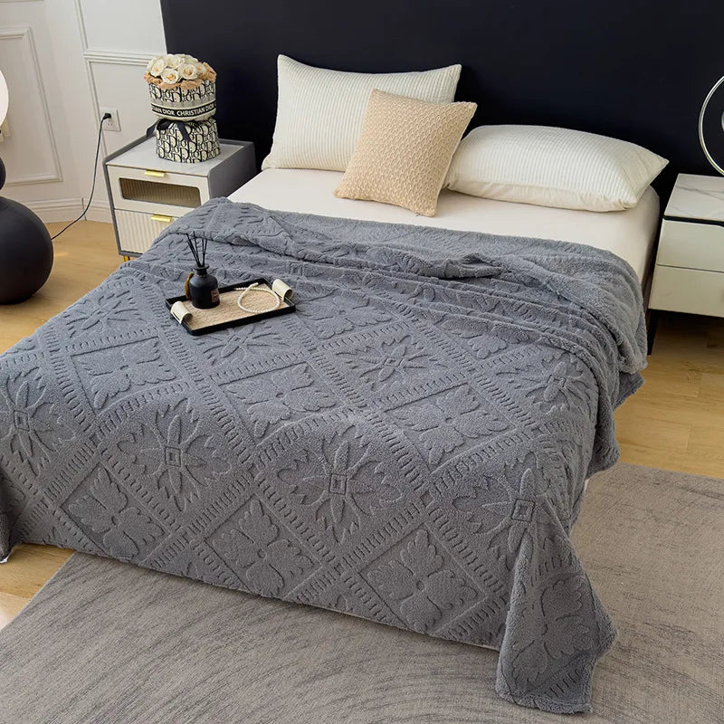 Jacquard Coral Velvet Sofa Cover Blanket
