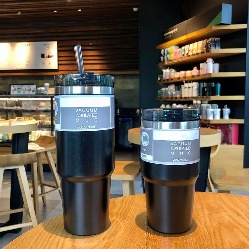 Coffee Cup Thermos with Straw