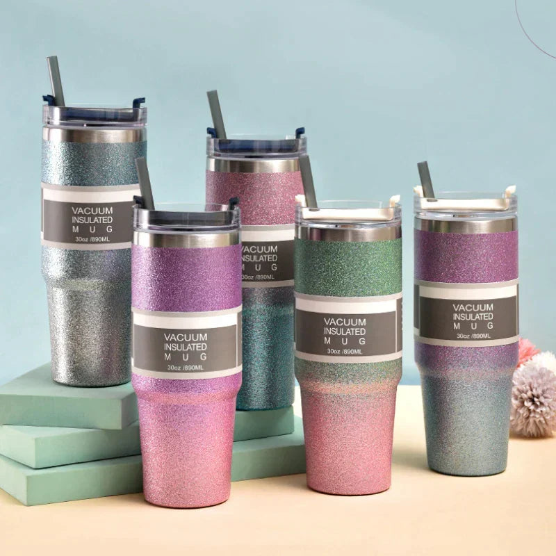 Coffee Cup Thermos with Straw