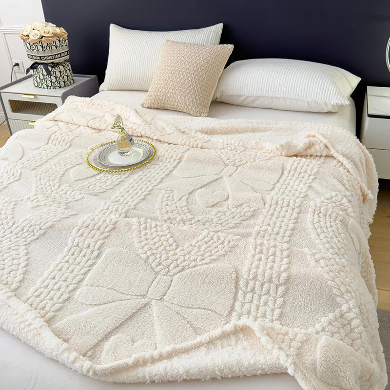 Jacquard Coral Velvet Sofa Cover Blanket